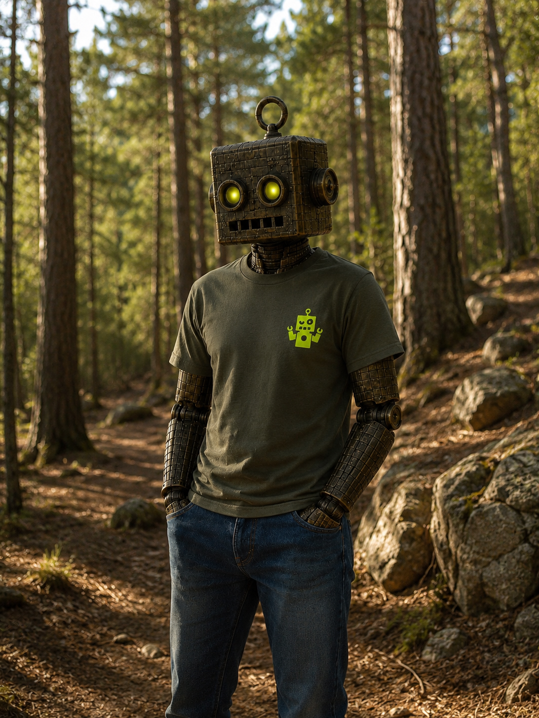 Camiseta kaki - logo amarillo flúor