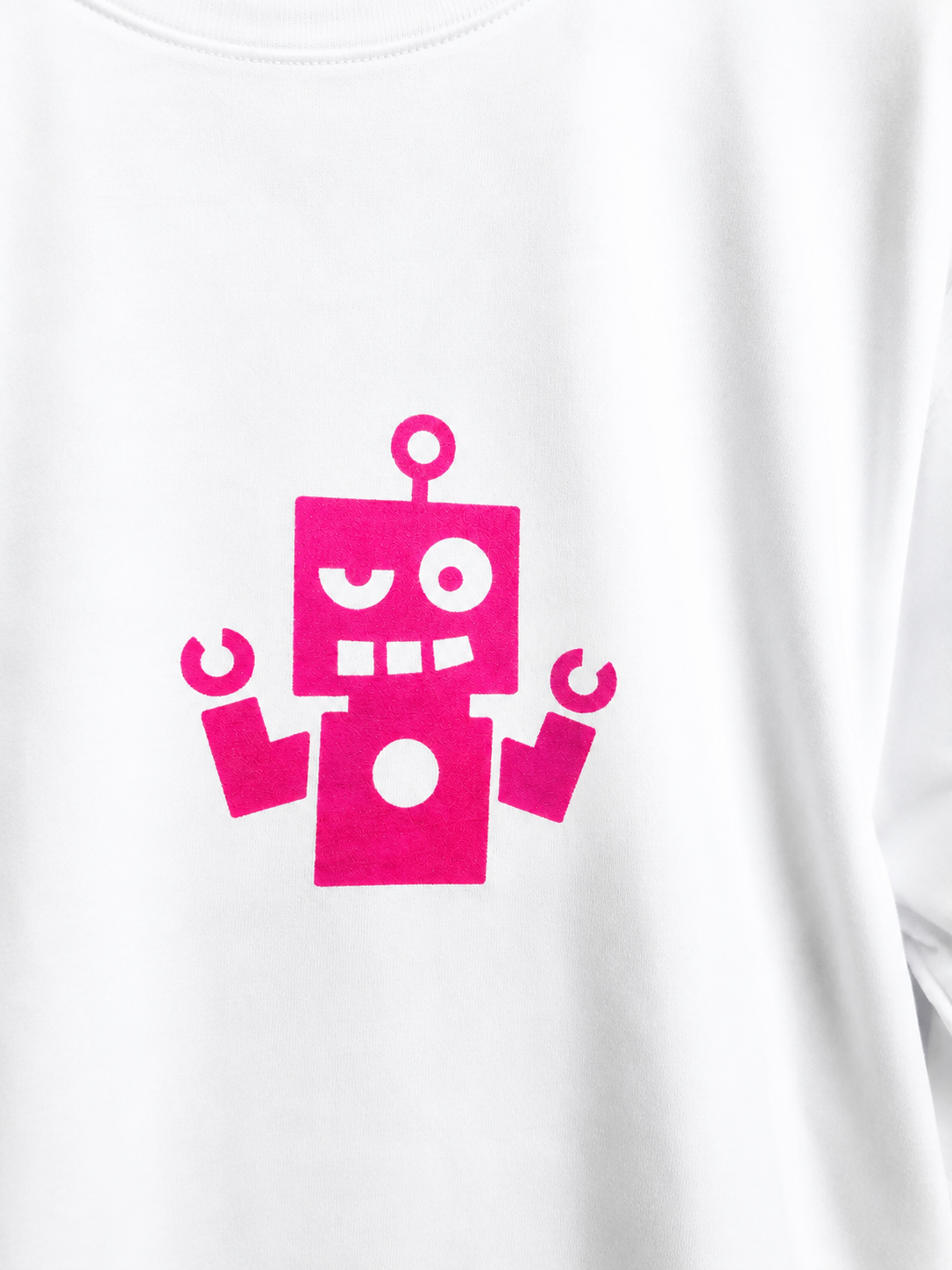 Camiseta blanca - logo rosa flúor