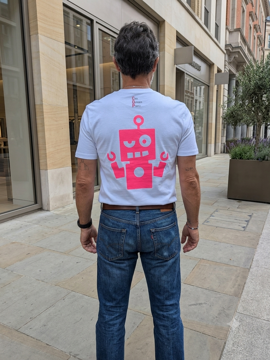 Camiseta blanca - logo rosa flúor